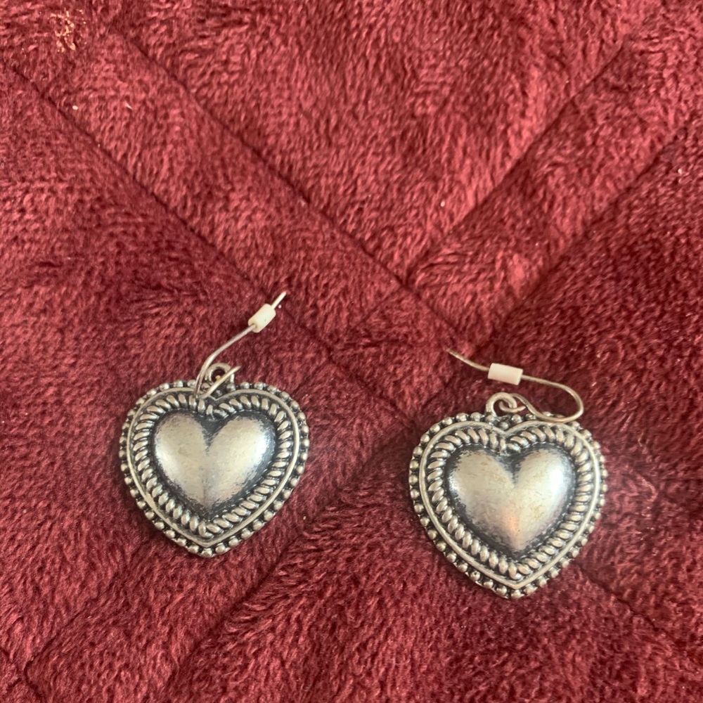 Silver heart shaped earrings